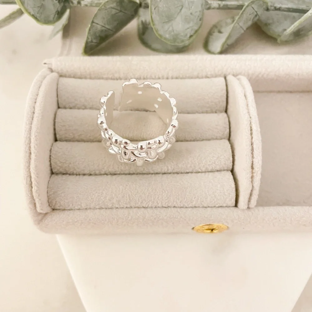 925 Sterling Silver Chunky Bold Statement Ring Thick Wide Ring Woven Ring Band - Picture 8 of 9